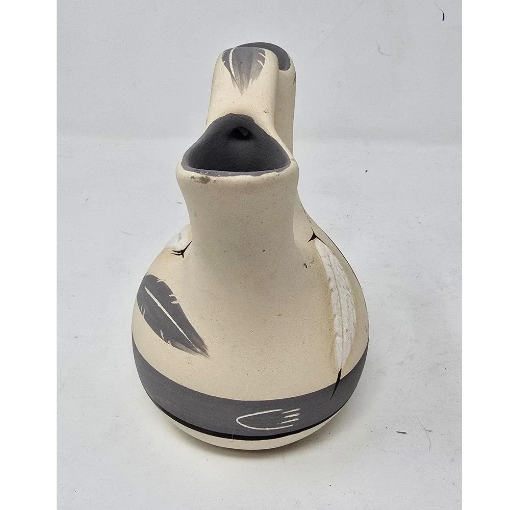 Native American Style wedding vase hand painted feather arrow ceramic pottery